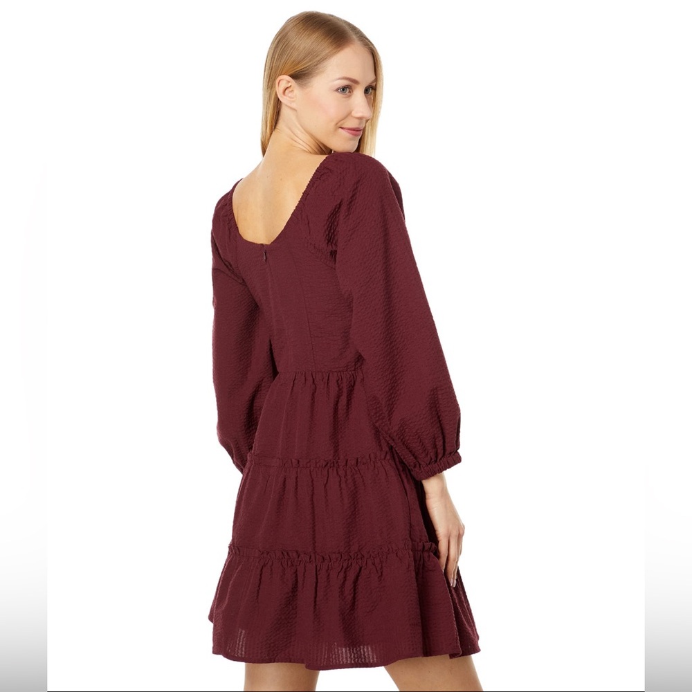 NWT Madewell amalia tiered mini dress - sz 14 - Cabernet deep red - Picture 2 of 5